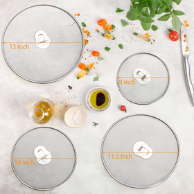Nicunom 11.5-inch splatter screen shields pans from splatters for safe cooking.