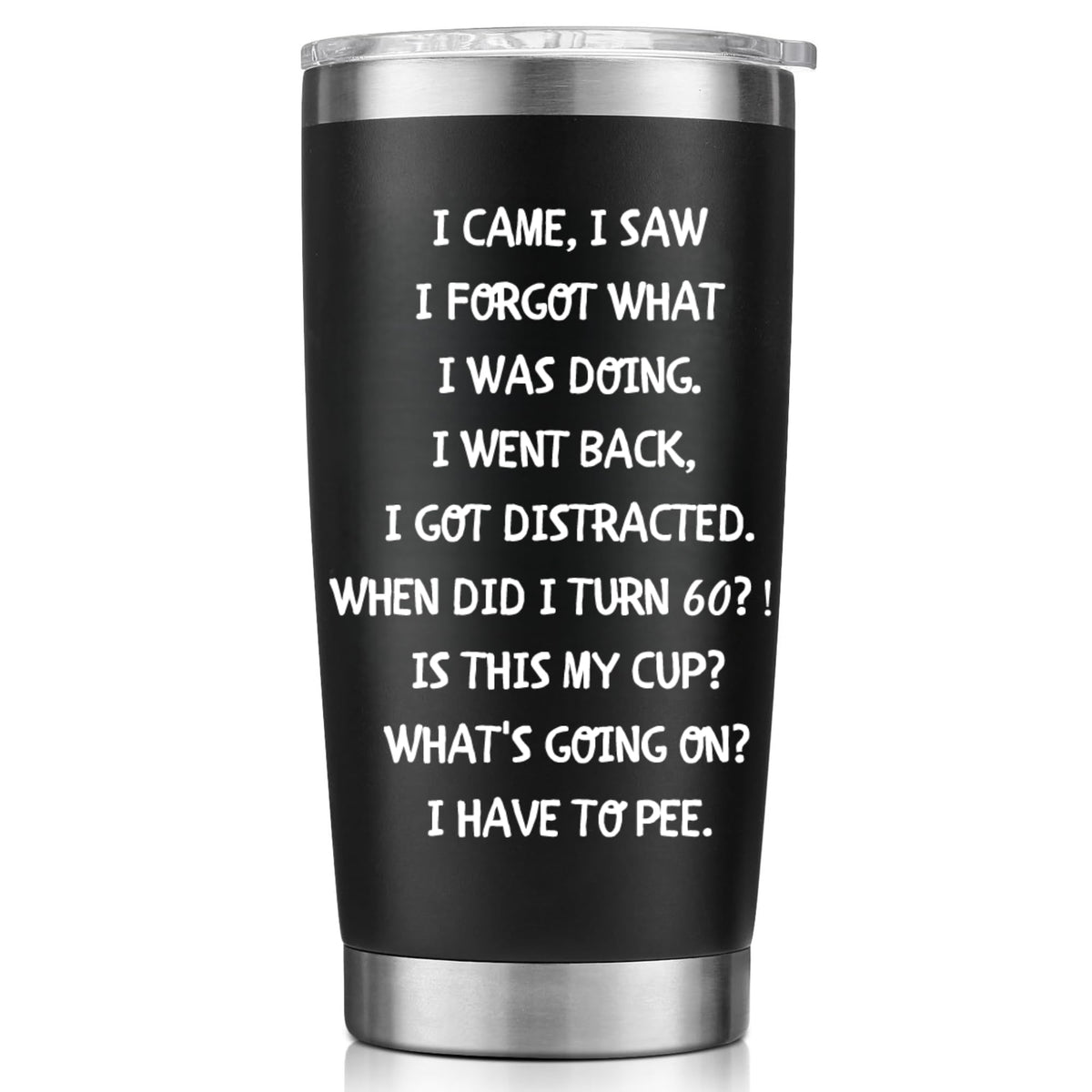 Niduilef 60th birthday tumbler front view showcases sleek stainless steel design for celebratory gifting.