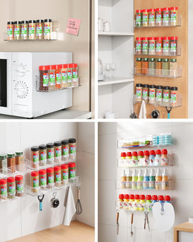 Nieifi spice rack on cabinet or pantry doors helps keep spices organized.