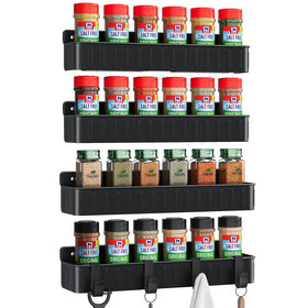 Nieifi spice rack wall mount four-pack black for space saving