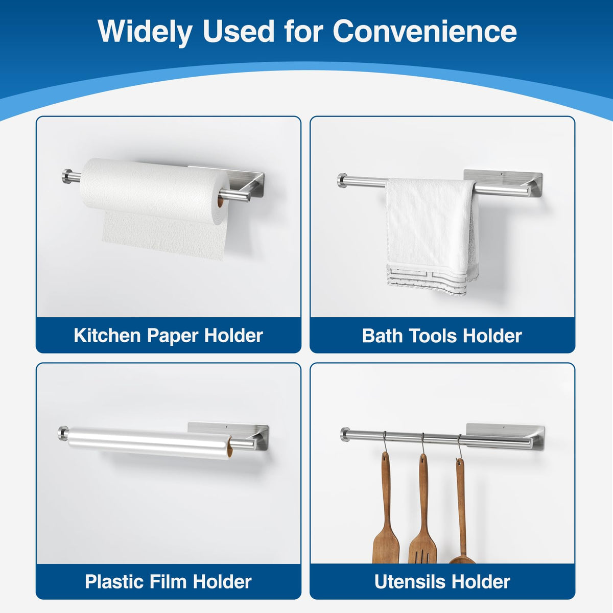 Niffgaff paper towel holder ideal for kitchen, bathroom, or garage use.