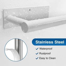 Niffgaff wall-mounted white paper towel dispenser with stainless steel finish.