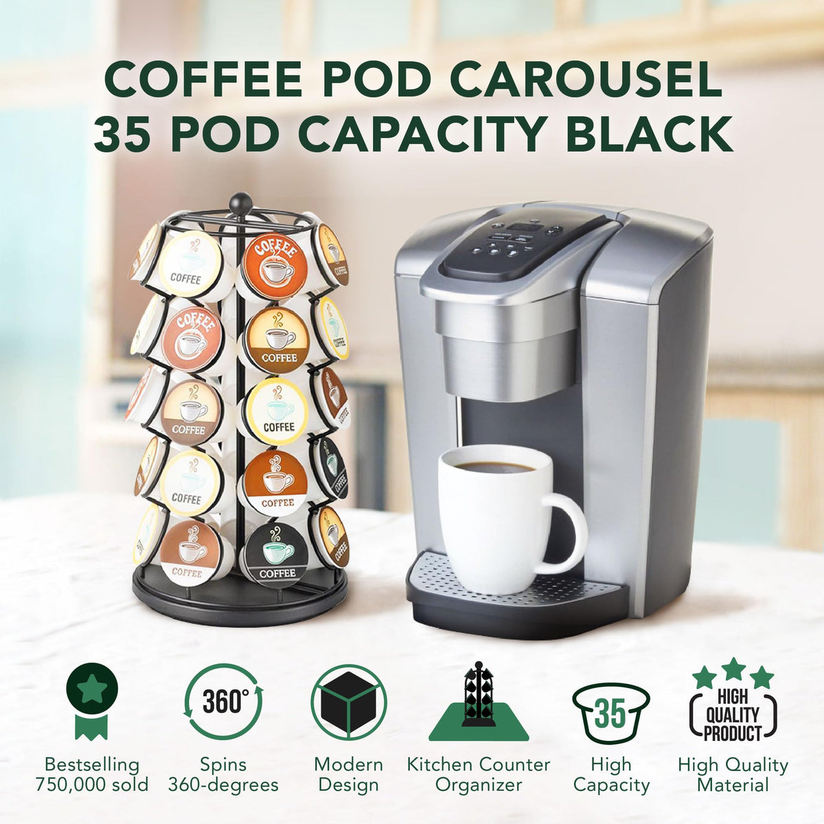 Nifty K Cup Holder keeps your countertop organized and neat.