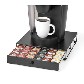 Nifty Solutions kitchen counter setup with drawer beneath a coffee brewer.