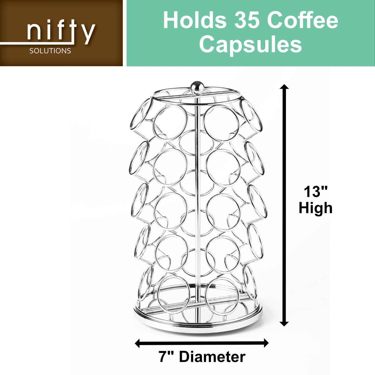Nifty Solutions K Cup Holder 35-pod capacity keeps single-serve options neatly organized.