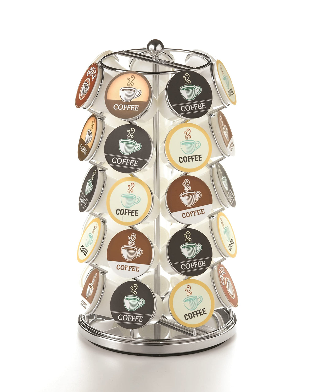 Nifty Solutions K Cup Holder with 360-degree spin displaying 35 pods for quick selection.