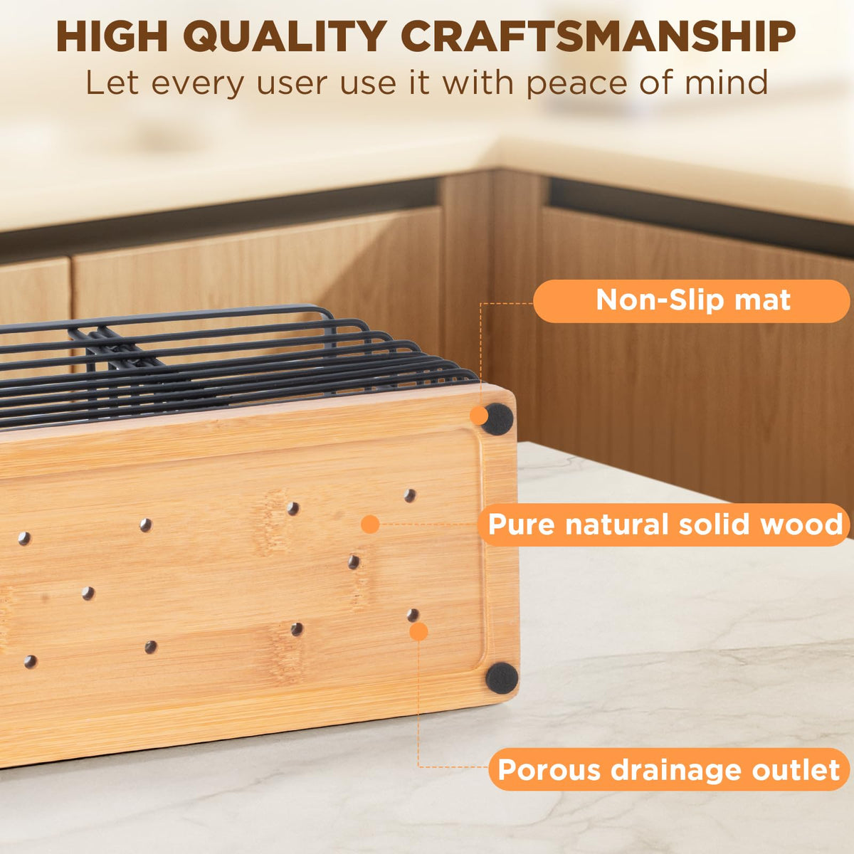 Nigelia countertop organizer keeps tools within reach while reducing clutter.