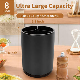 Nigelia utensil holder with removable tri-compartment lid for organized storage.
