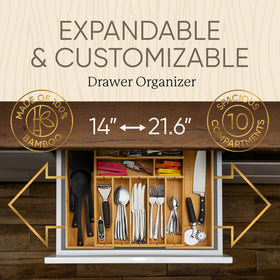Night Tree adjustable dividers allow customizable compartments for different utensil sizes.