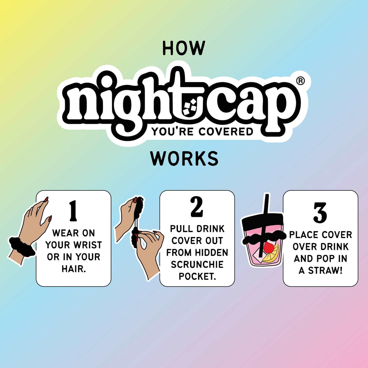 NightCap is a discreet safety accessory that blends with your outfit.