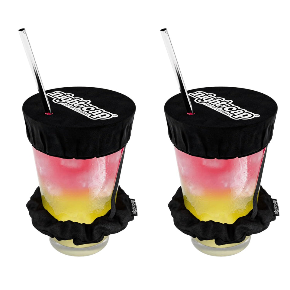 NightCap wearable drink-cover scrunchie worn on the wrist guards your drink discreetly.
