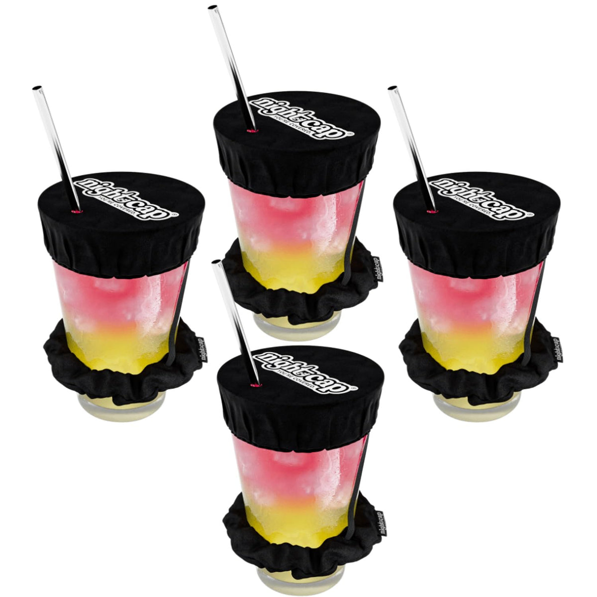NightCap drink cover scrunchie worn on the wrist for quick protection at bars.