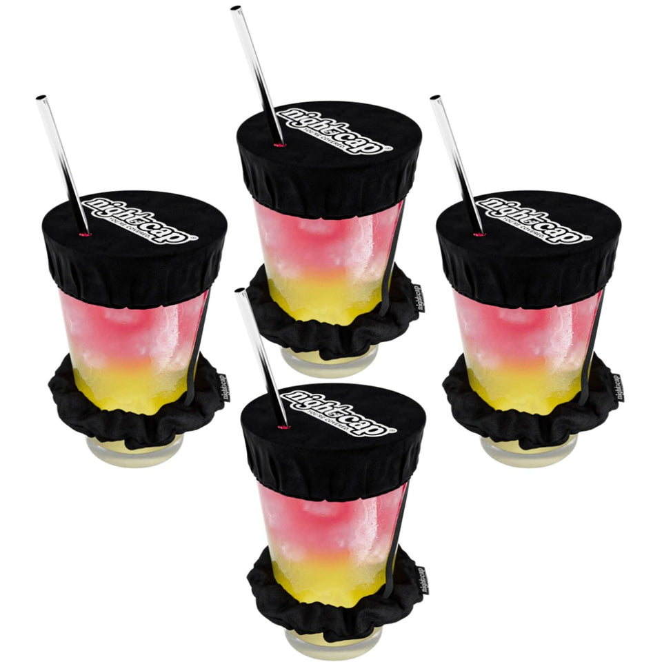 NightCap drink cover scrunchie worn on the wrist for quick protection at bars.