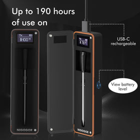 Nigogor dual sensors with ceramic probe provide internal and ambient readings.
