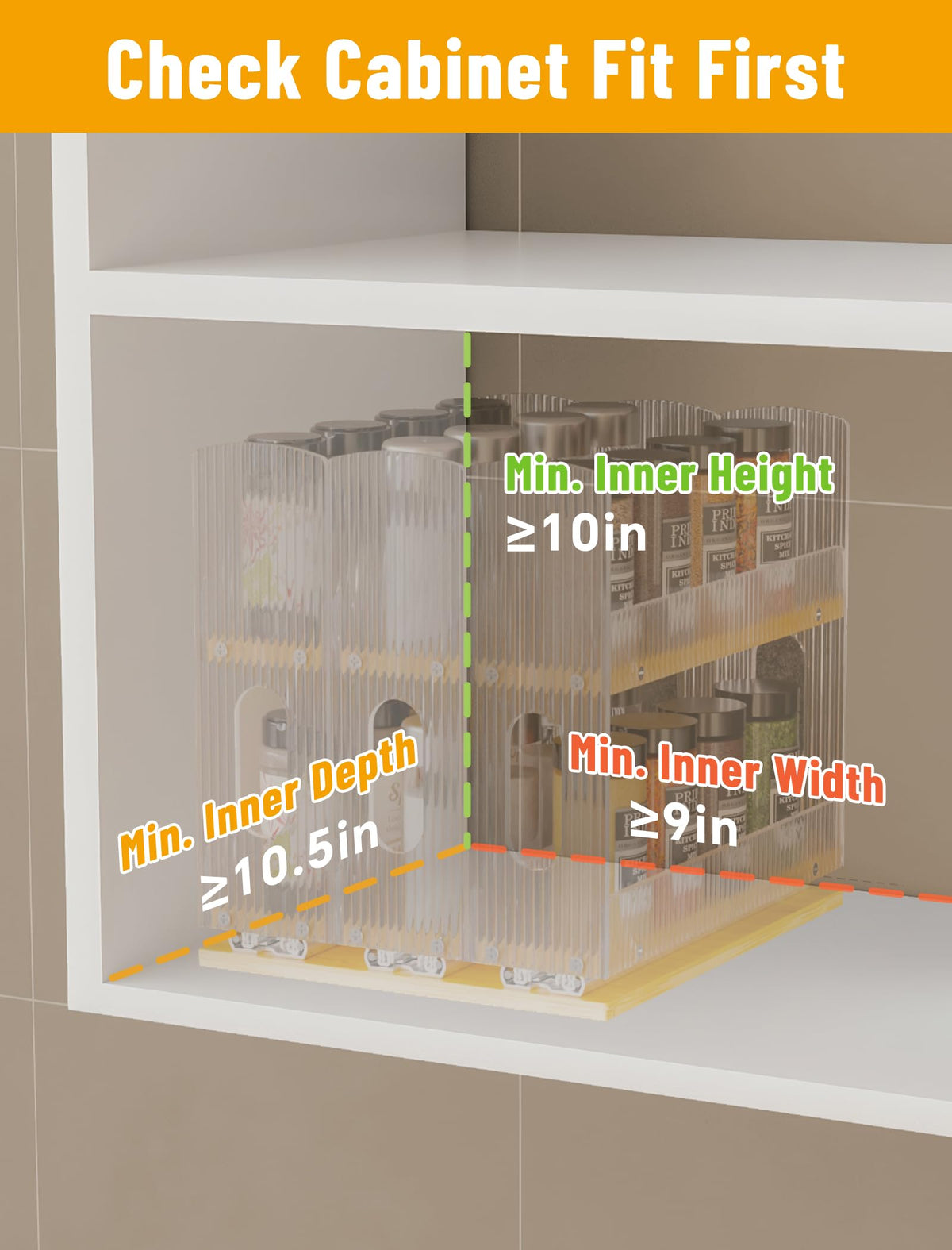 NiHome 3-drawer vertical storage rack for organized herbs and spices.