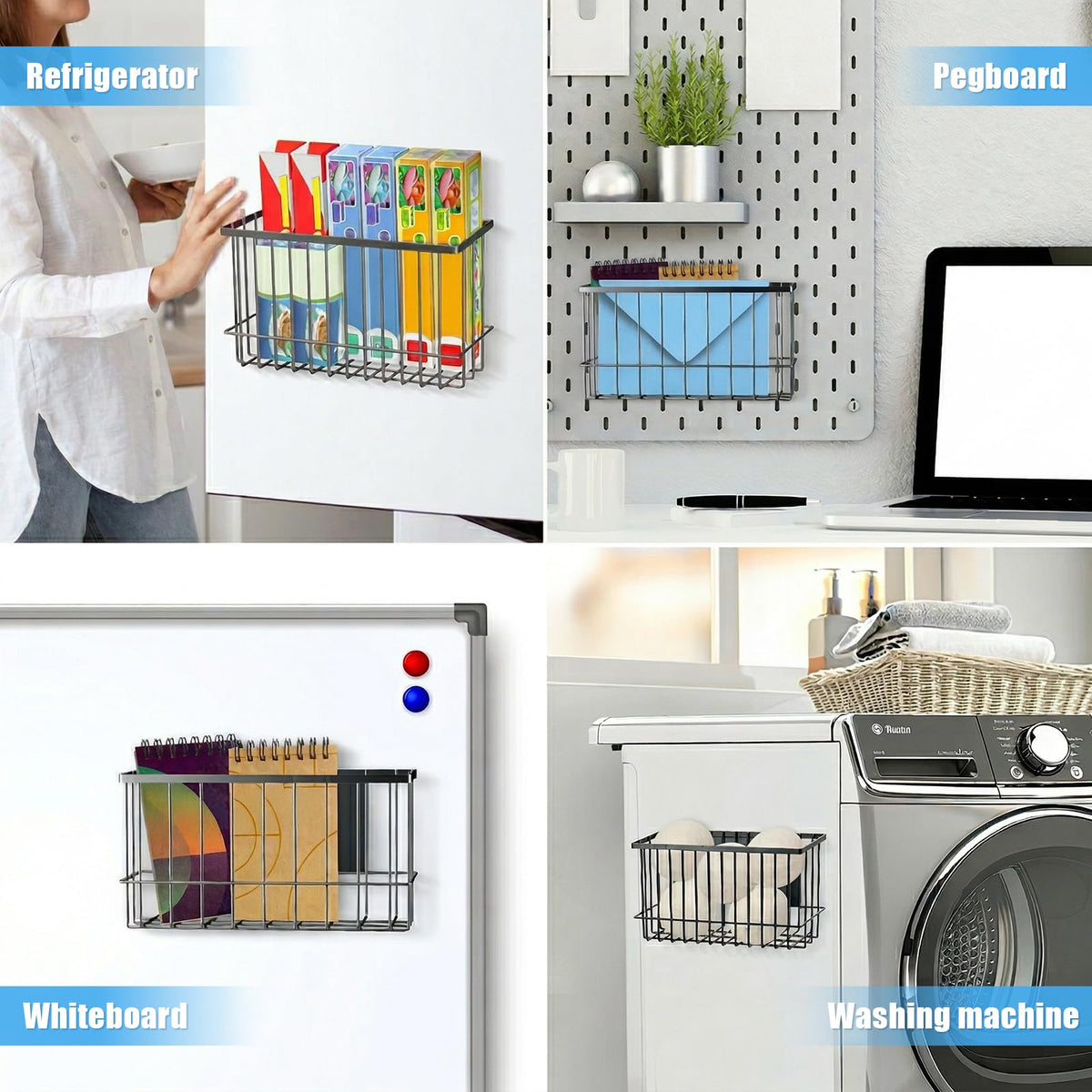 NiHome black metal basket adds versatile kitchen storage