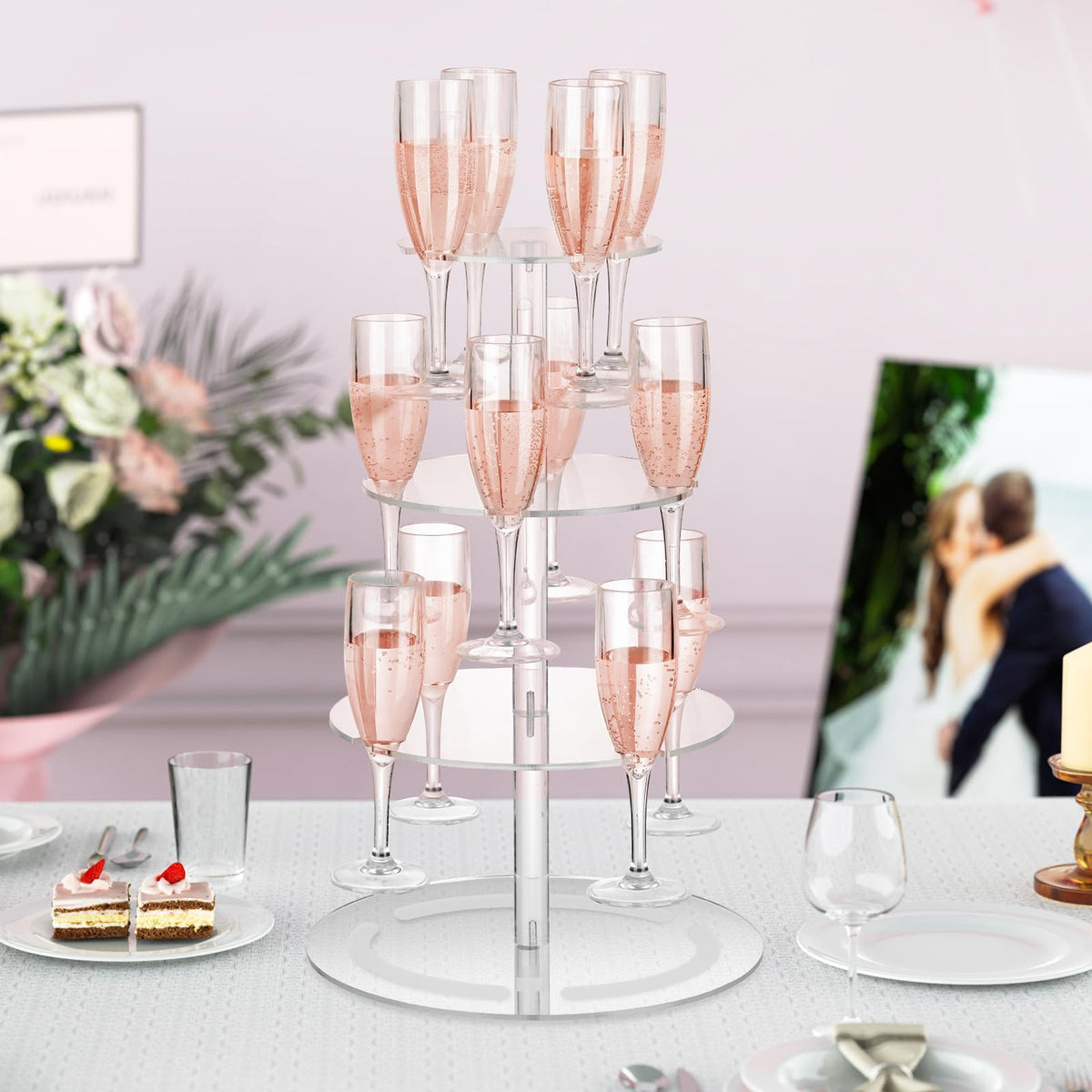 NiHome tower’s stable circular base keeps glasses secure during celebrations.
