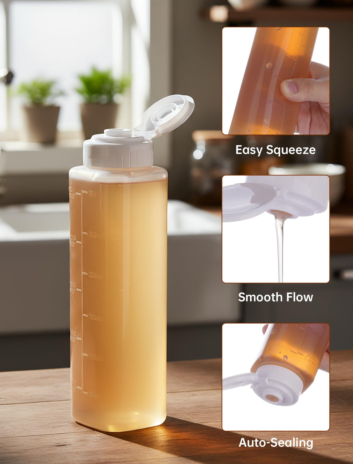NiHome honey dispenser with silicone valve for drip-free flow