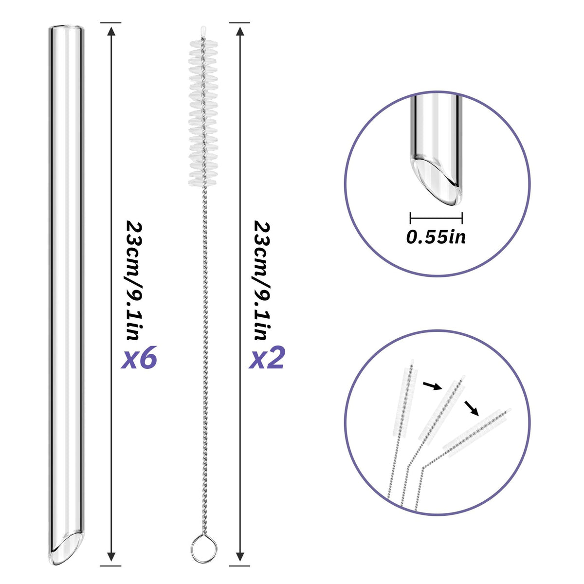 NiHome glass straws are reusable and promote plastic-free sipping at home.