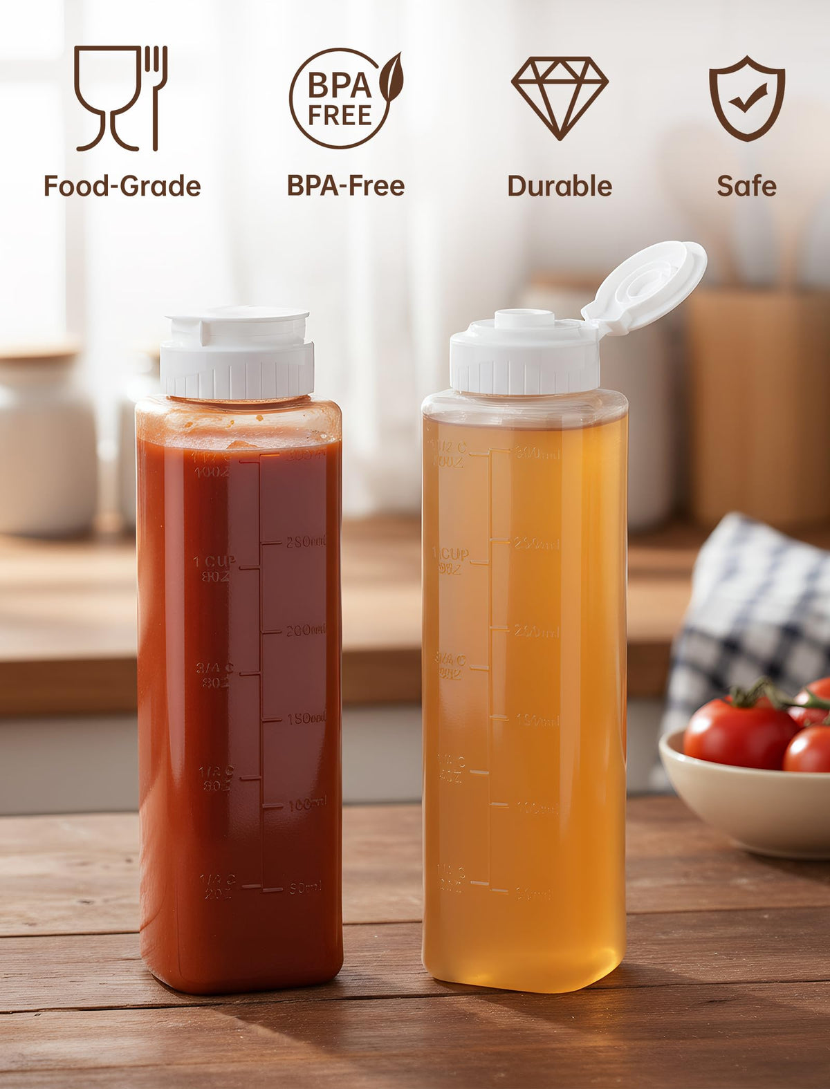 NiHome transparent bottle shows remaining honey clearly