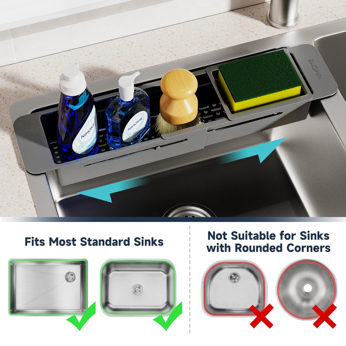 NiHome tray with drainage holes speeding utensil drainage