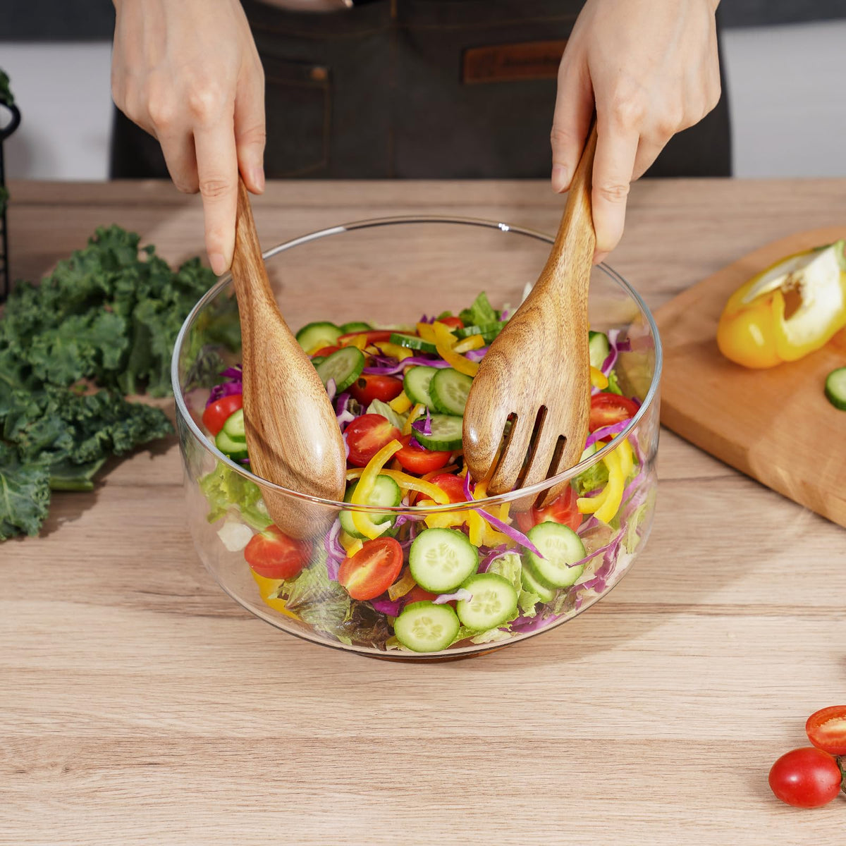 Versatile serving dish suitable for salads, fruits, and snacks.