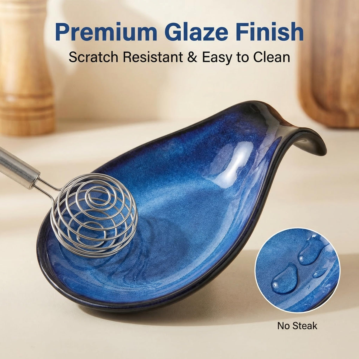 Heat resistant Nihow ceramic spoon rest near stove top