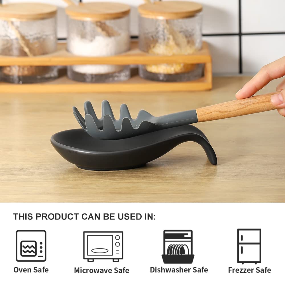 Nihow spoon rest demonstrates heat resistance on a stove top or hot pot.