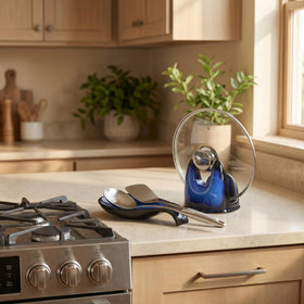 Two tone blue Nihow spoon rest adds modern touch to kitchen