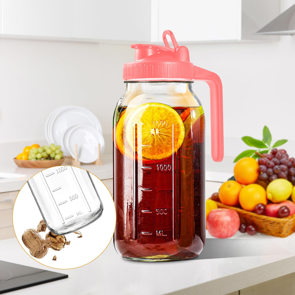 NIJIALGEXPY fridge-friendly pitcher keeps water, juice, and tea chilled and ready.
