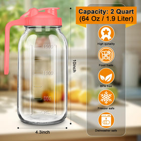NIJIALGEXPY mason jar style pitcher with wide mouth for easy cleaning and fruit infusion.