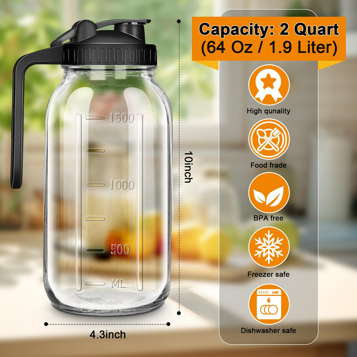 NIJIALGEXPY pitcher wide mouth eases filling and cleaning for busy households