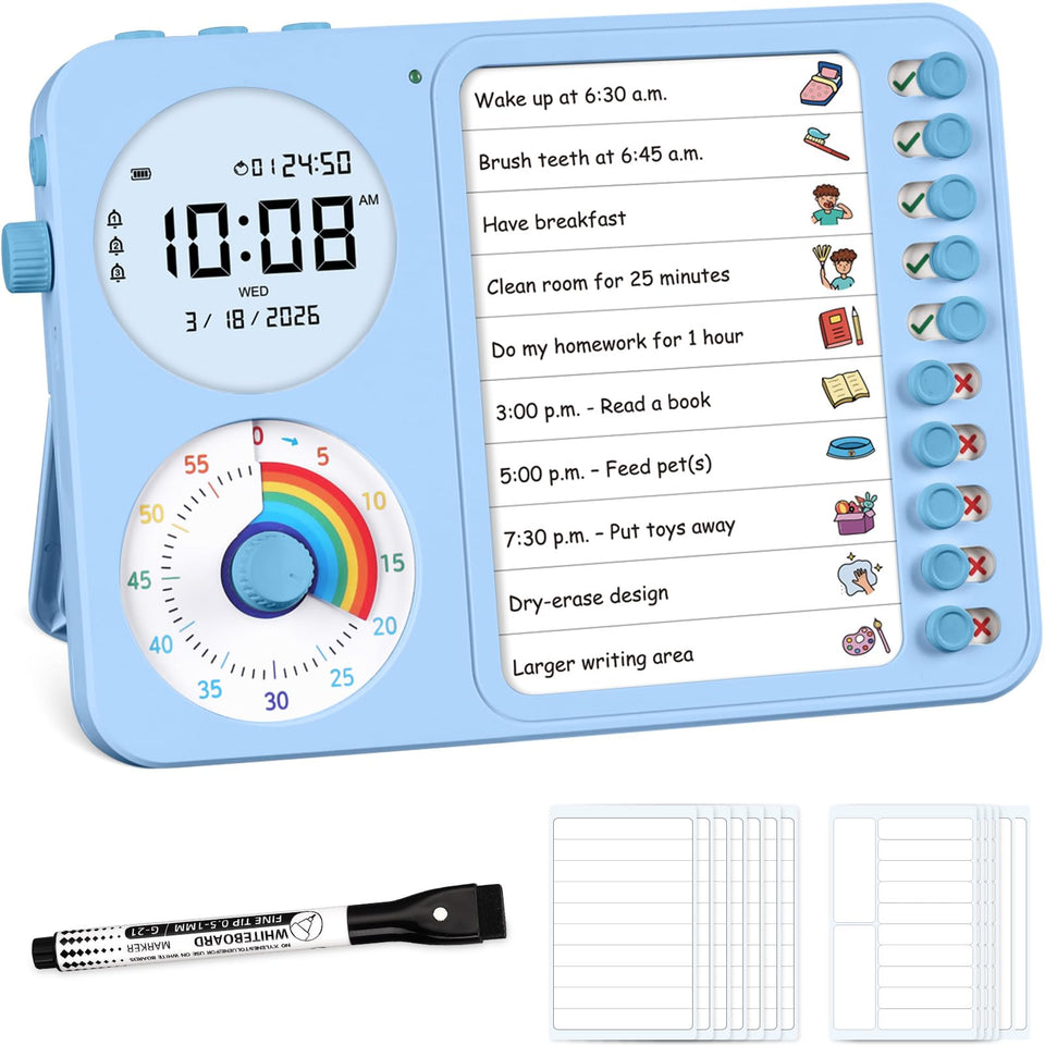Nikafly 3-in-1 visual timer front view helps kids stay on task.