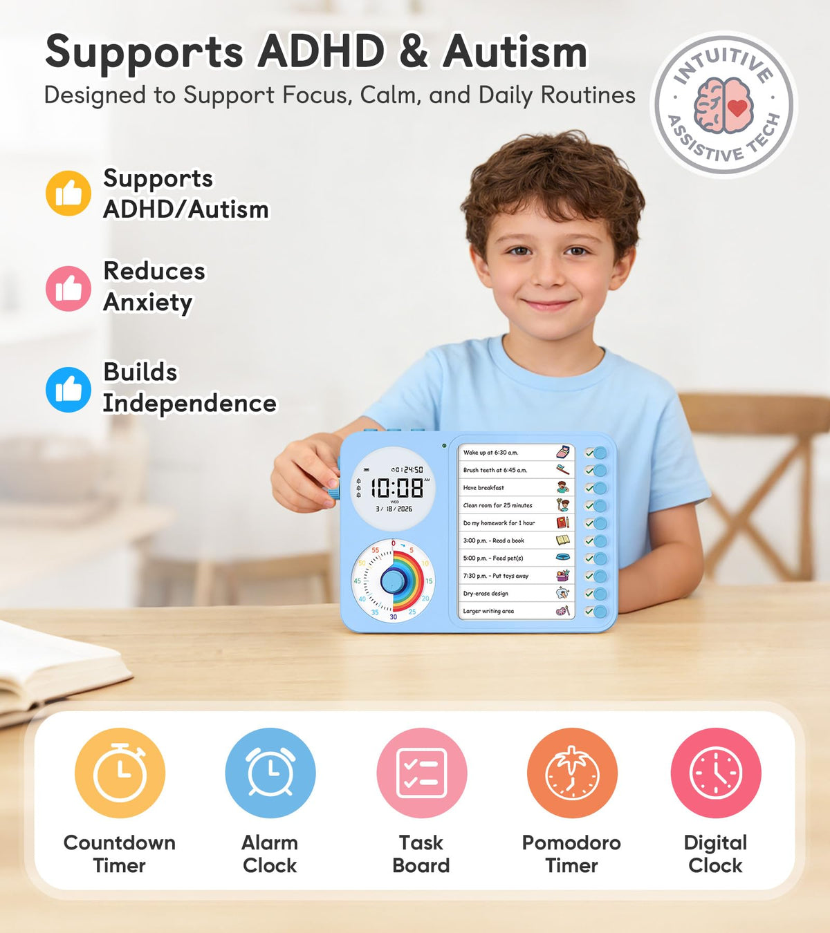 Nikafly chore chart blue supports independent daily chores at home.