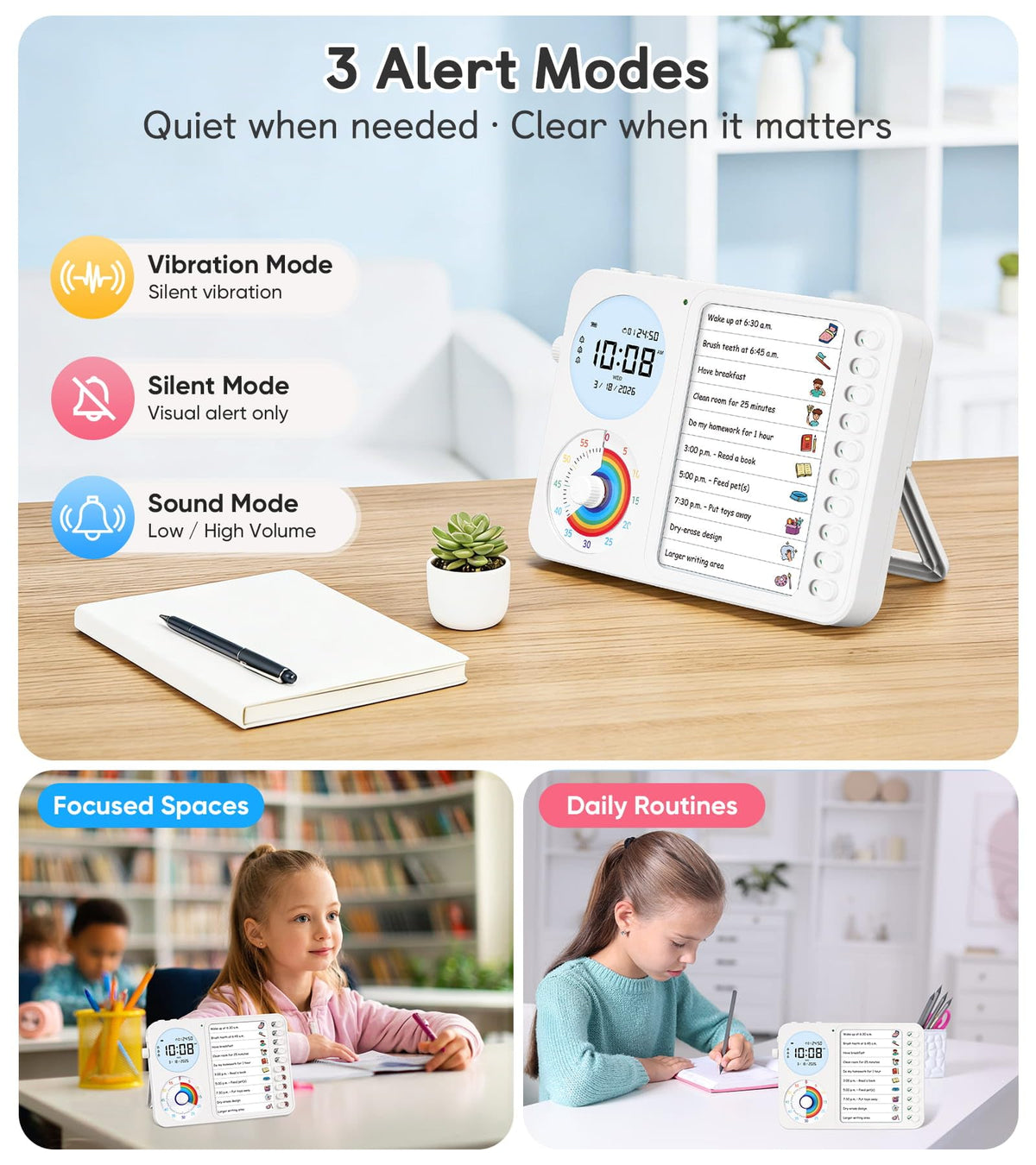 Nikafly rainbow time display helps kids gauge remaining time quickly.