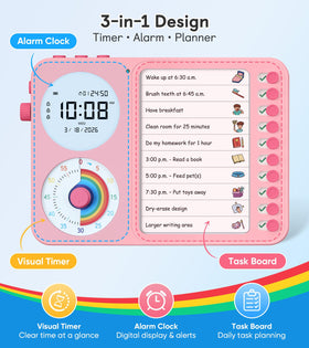 Nikafly visual schedule board pink demonstrates daily routine planning