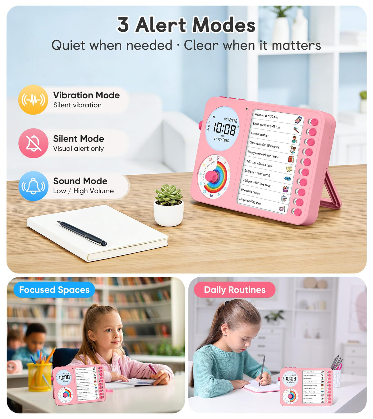 Nikafly pink timer dial display provides quick time at a glance