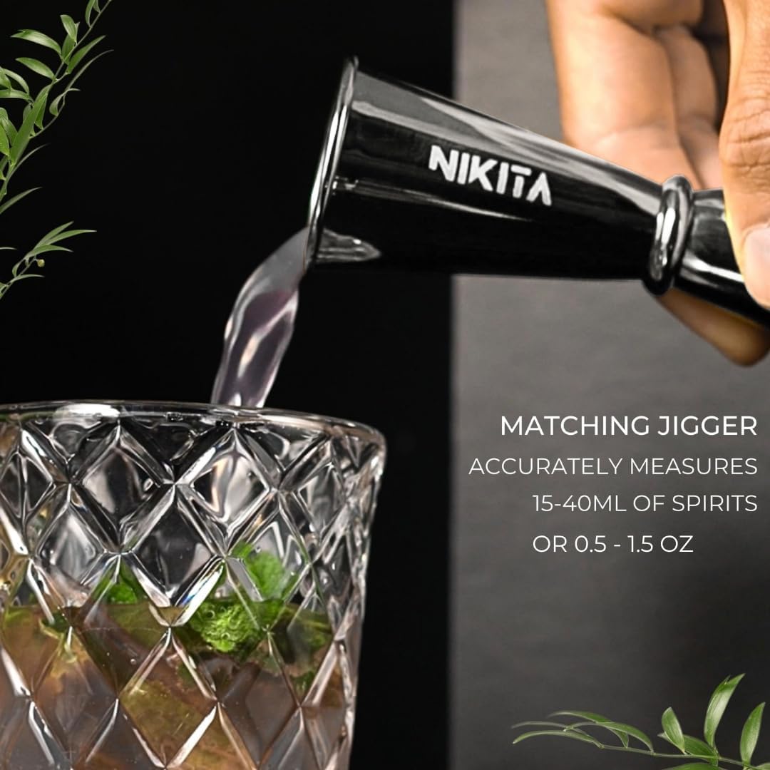 Nikita By Niki textured glass with silver finish adds style to your home bar.