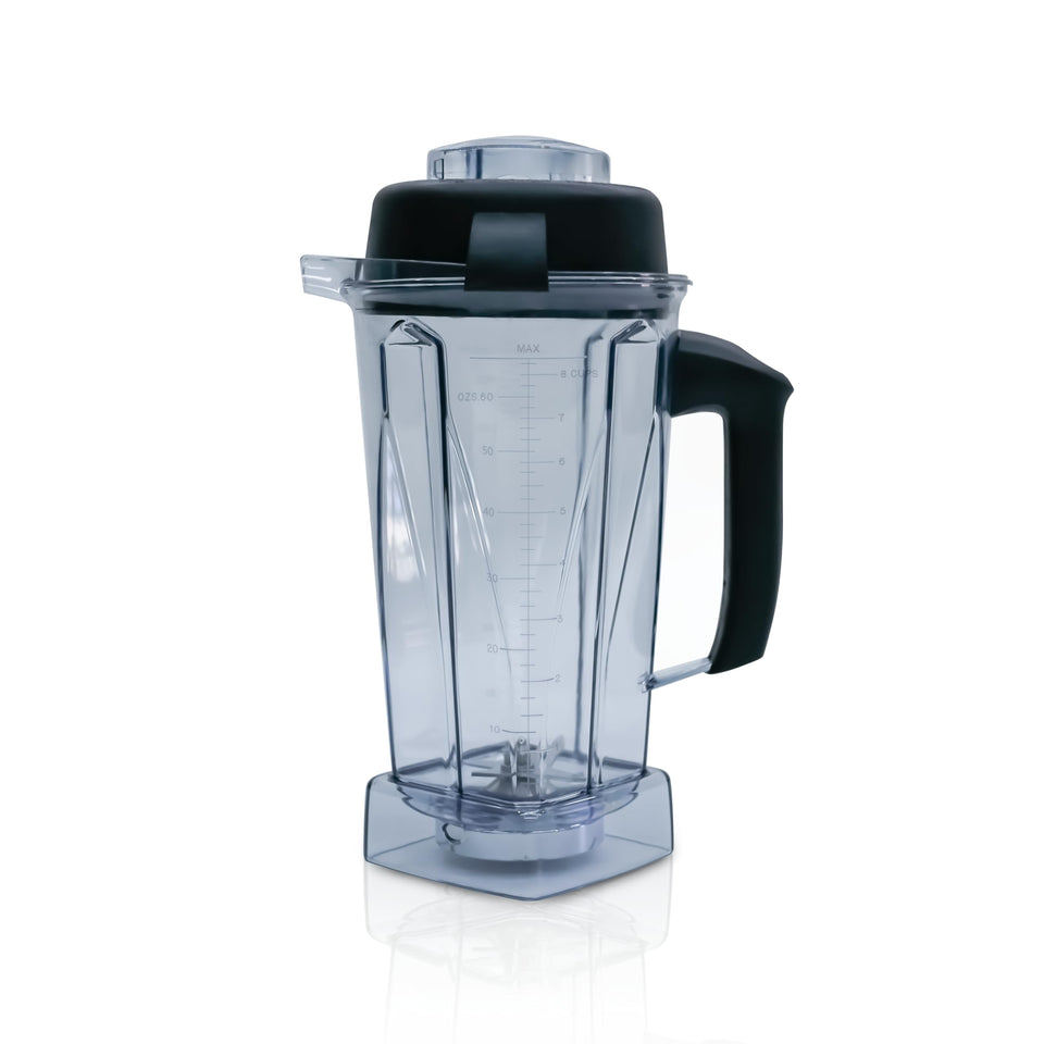 Nikkar 64oz blender pitcher front view showing large capacity for family blends.
