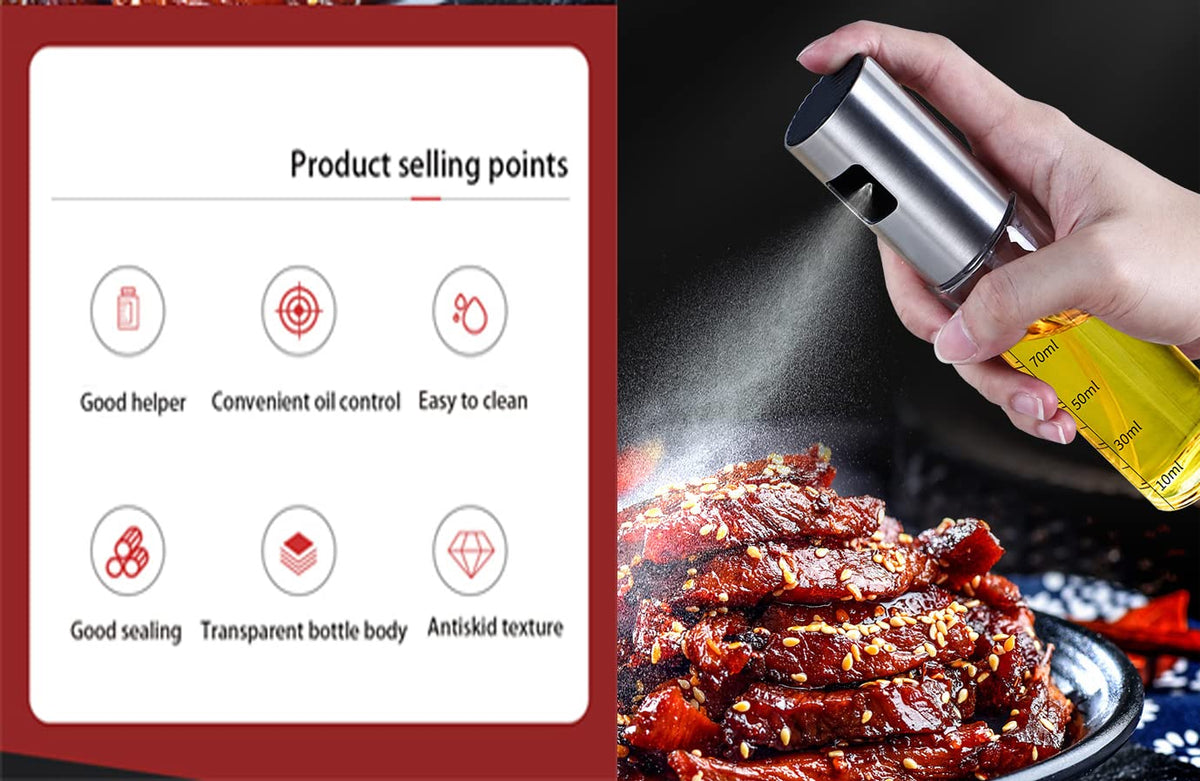 NIKKIER versatile sprayer ideal for salad, frying, and grilling.