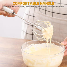 NileHome 12-inch rotary kitchen whisk with smooth blending design.