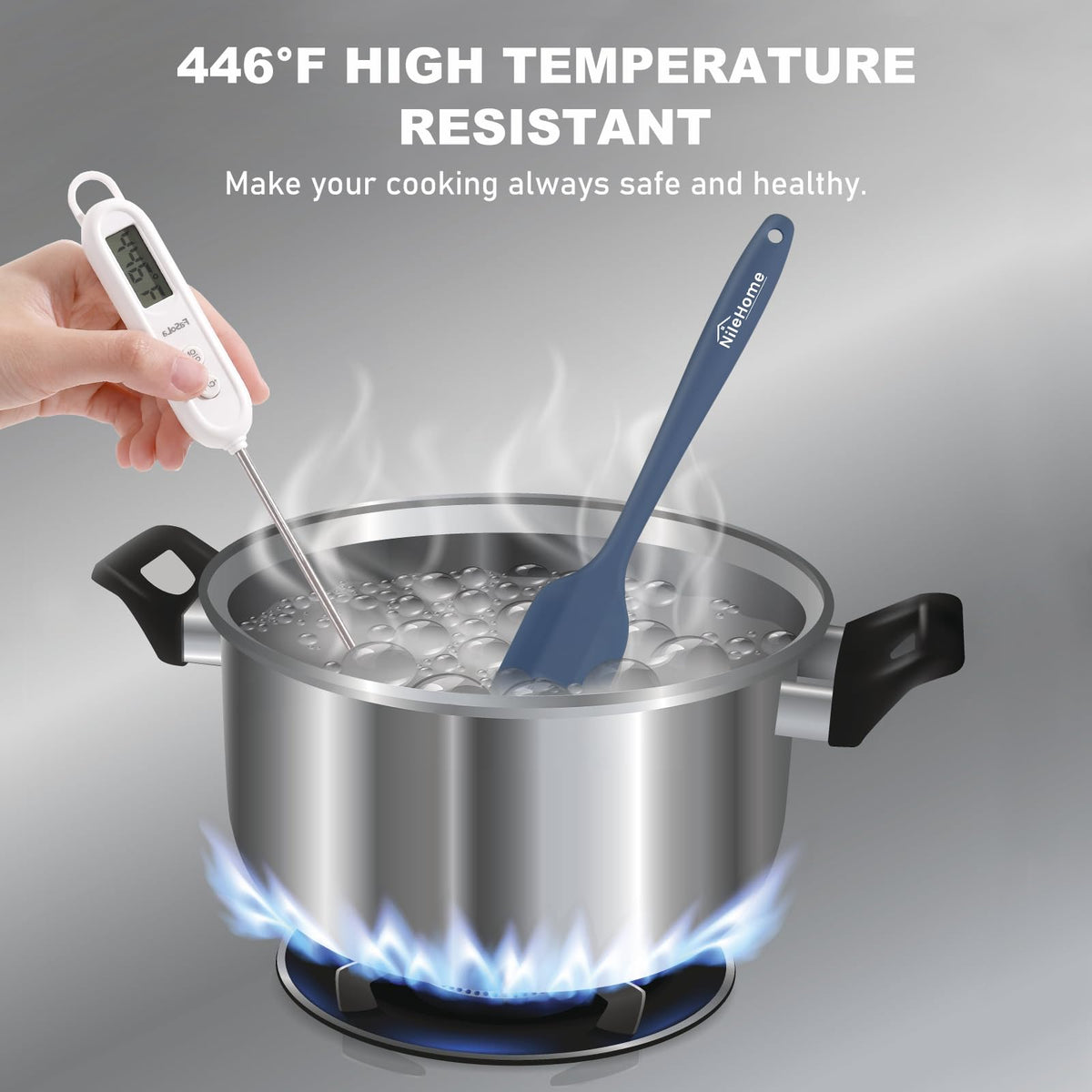 NileHome spatula with hanging hole for easy drying and storage.