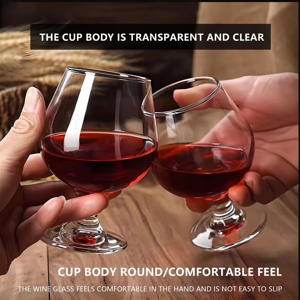 ninesung brandy snifter style glass close-up with crystal clarity.
