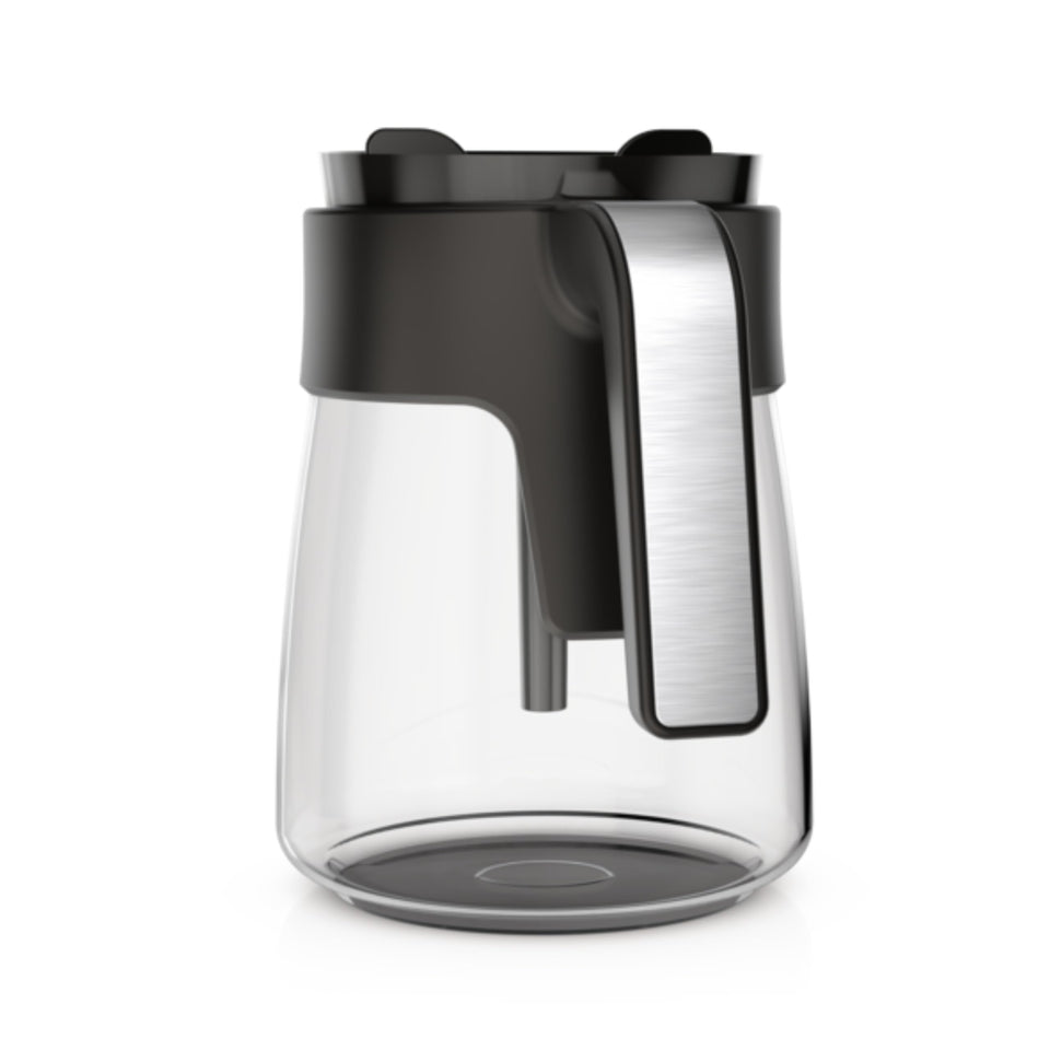 Ninja 12-cup glass carafe with brew-through lid for even flavor distribution and easy pouring.