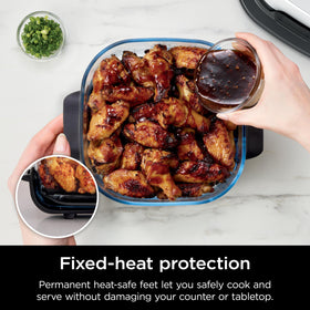 Ninja holds up to 2 lbs wings or 1.5 lbs fries.