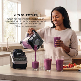 Ninja 72oz pitcher with lid for family-size beverages.
