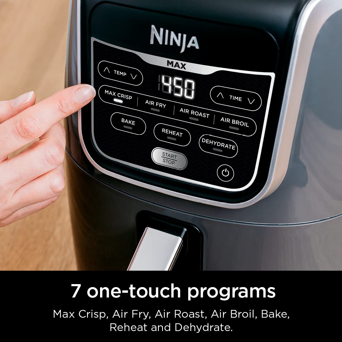 Ninja AF161 Max XL basket inserted, showcasing large 5.5 qt capacity for fries.