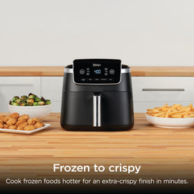 Ninja Air Fryer on counter saves space while preserving capacity.