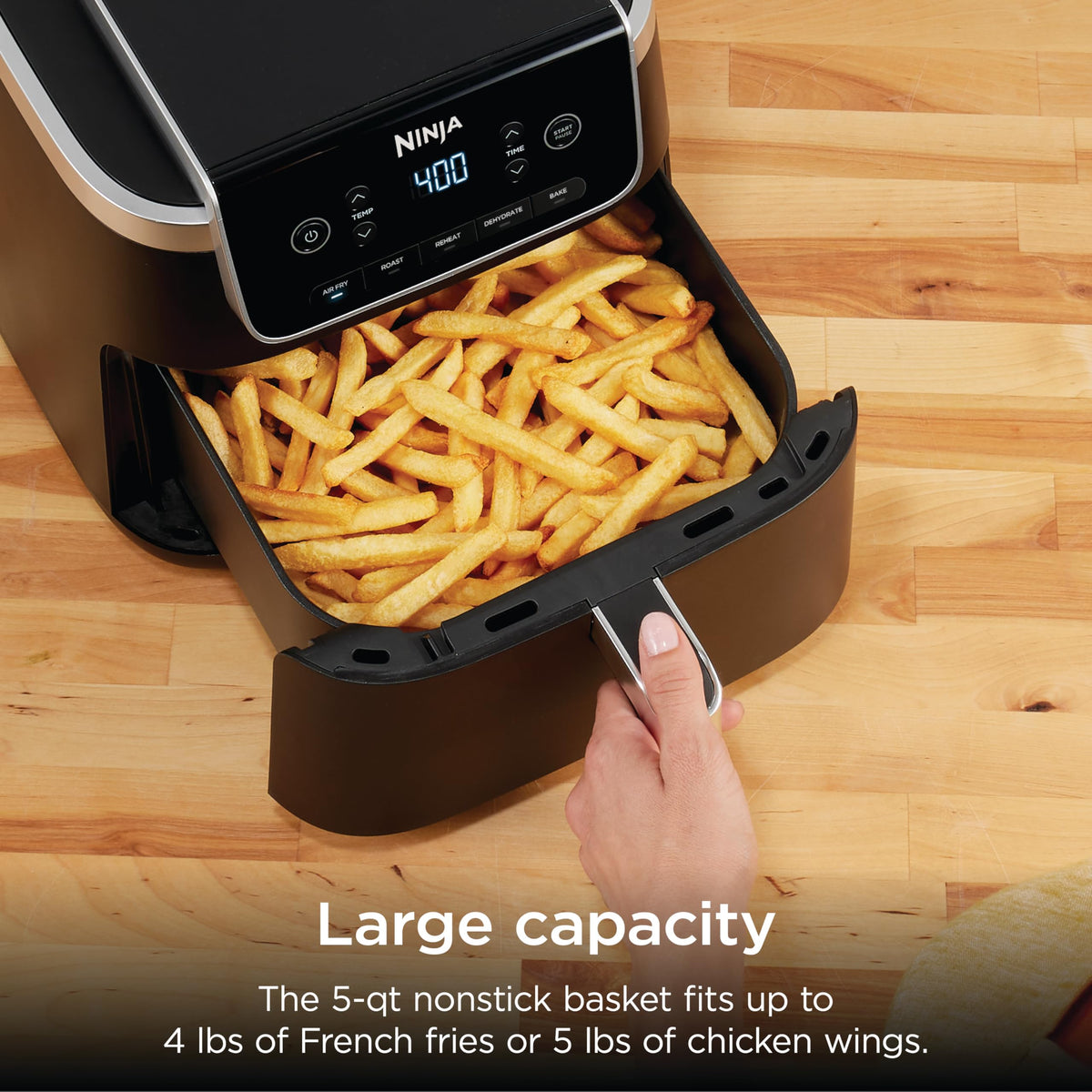 Ninja Air Fryer crisper plate promotes even browning and simple cleanup.