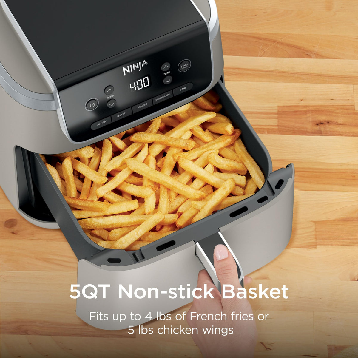 Ninja Air Fryer Pro 5 Qt French fries emerging golden and crisp